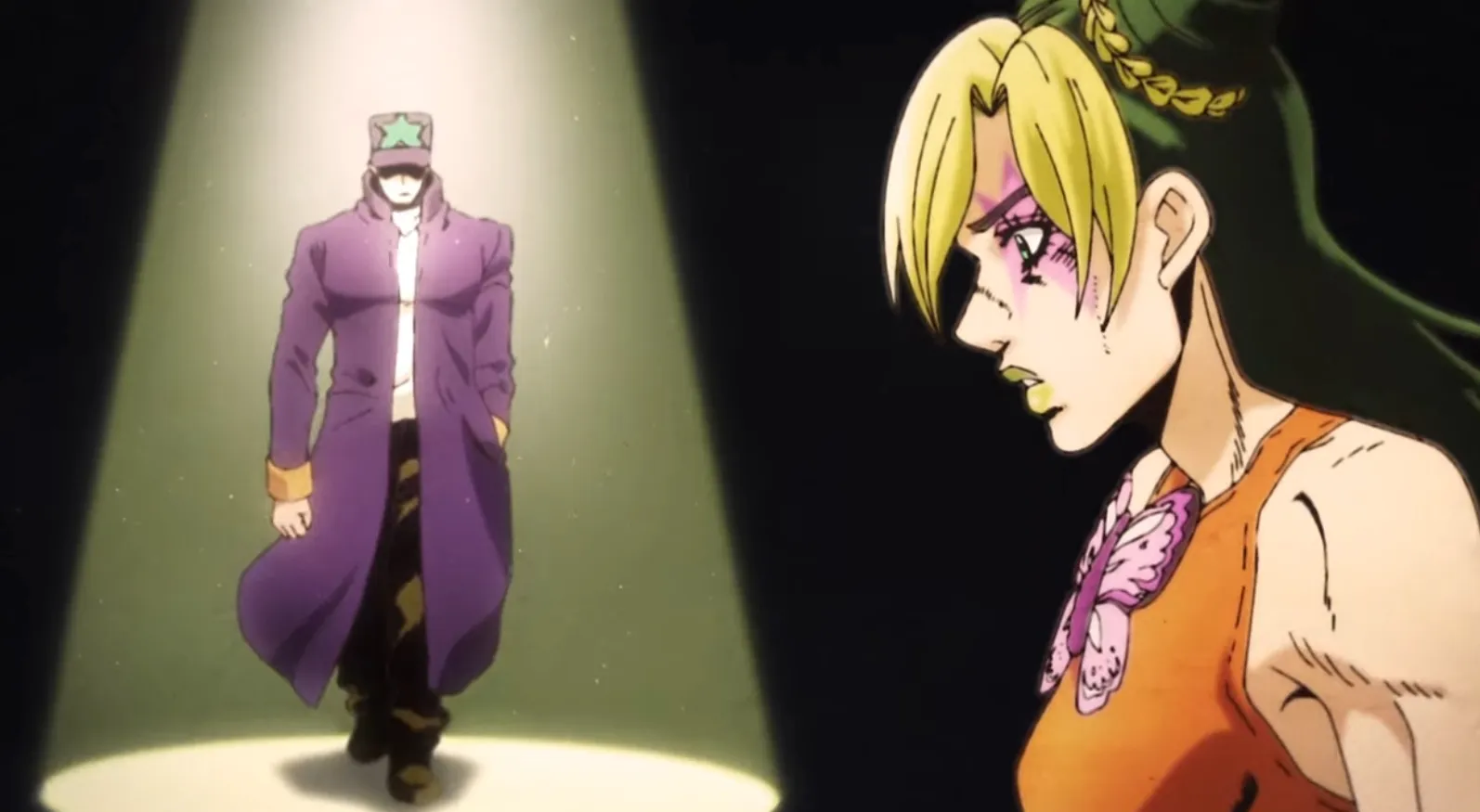 La joven Jolyne parece abatida, con Jotaro en el centro de atención.