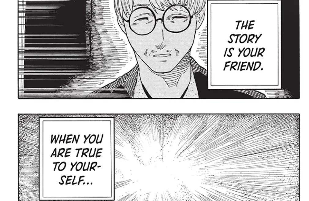 Dos paneles de manga, el panel superior muestra