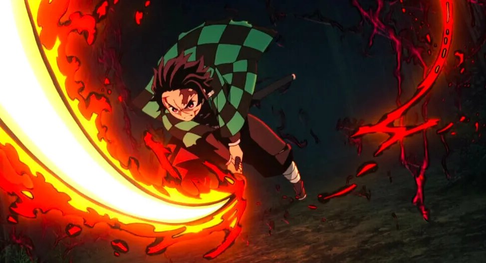 Tanjiro cortando las telarañas de Demon Slayer: Kimetsu no Yaiba episodio 19