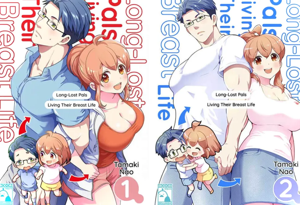 Portadas del volumen 1 y del volumen dos de Long Lost Pals Living Their Breast Life