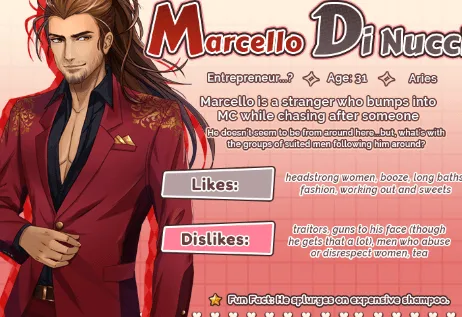 Página de información del personaje de Love Spell Marcello
