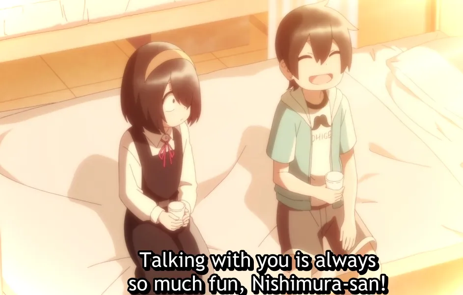 Taiyo le dice a Akane lo divertido que se divierte hablando con ella.