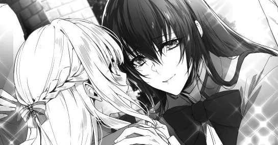 Chouko sostiene a Urara por los hombros mientras ella le sonríe.
