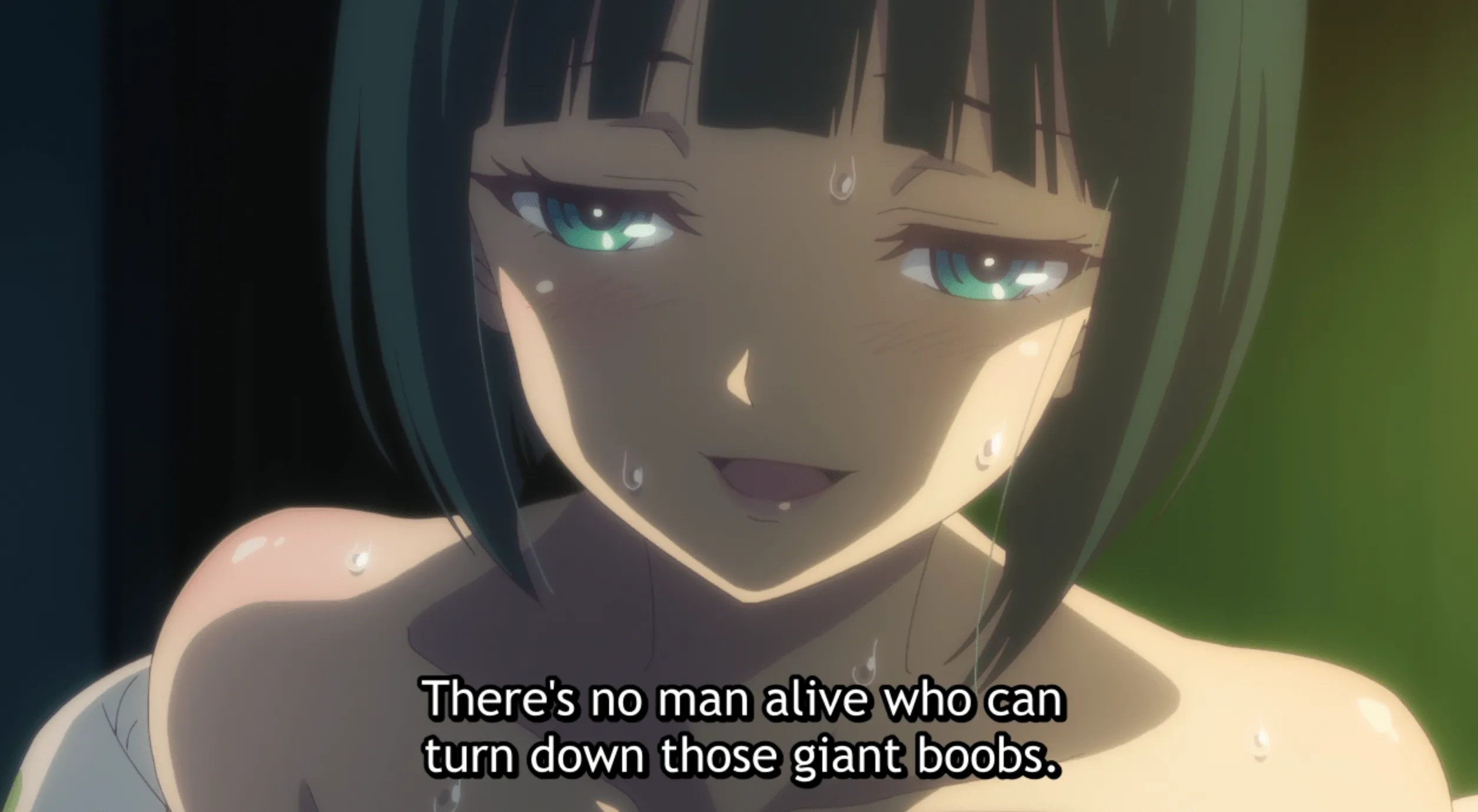 Ouka dice que ningún hombre puede resistirse a las grandes tetas sobre el rostro de Shiragiku mirando lascivamente a Hayate mientras ella lo seduce.