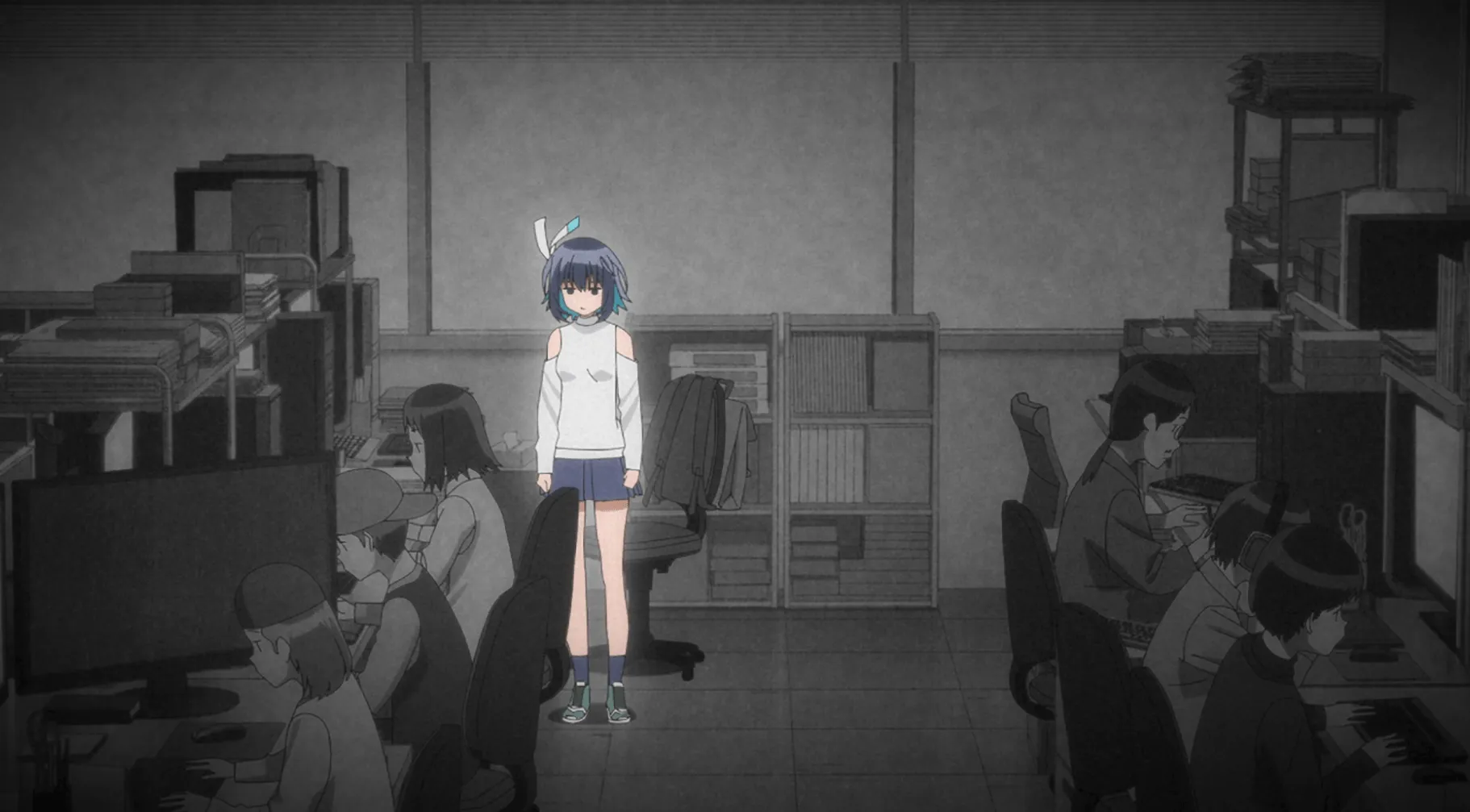 Konoha se siente perdida en su empresa donde todos trabajan en medios aburridos y de memoria.
