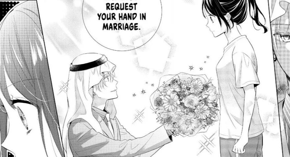 Con el jeque en su harén: Lui proponiéndole matrimonio a Sanagi.  ...Por la presente solicita tu mano en matrimonio.