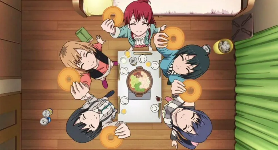 ¡Todos los personajes principales de Shirobako comparten una caja de donas para animarse unos a otros!