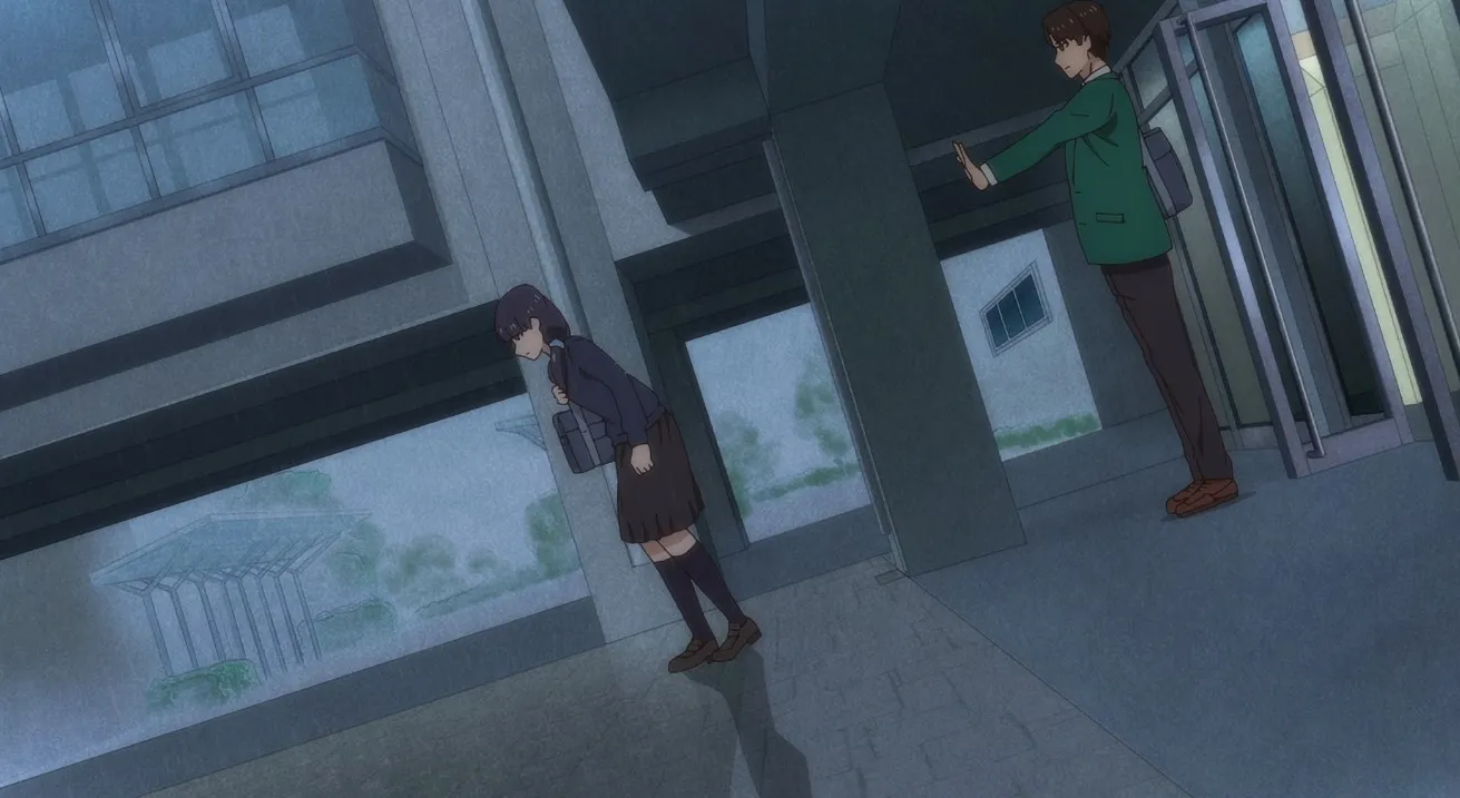 Jun empuja a Misuzu bajo la lluvia en uno de los ritmos más emotivos del estreno.