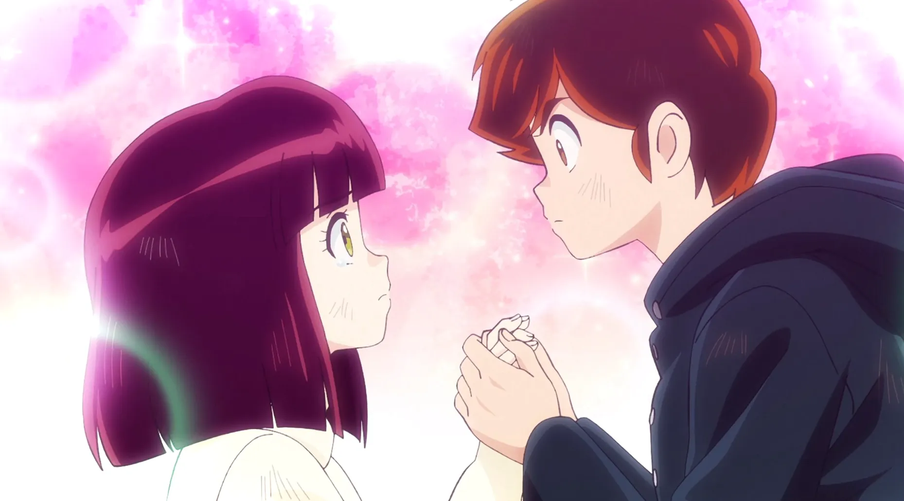 Ataru y Shinobu comparten un tierno momento en medio de una tormenta.