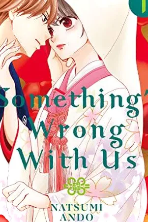Arte de portada del volumen 1 de Algo anda mal con nosotros que muestra a Nao y Tsubaki vestidos de boda.