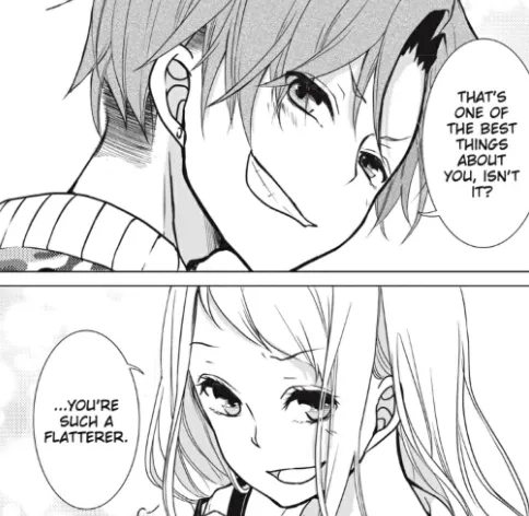 Touya mira a Yoh y dice: Esa es una de las mejores cosas de ti, ¿no?  Yoh responde: ... Eres un adulador.