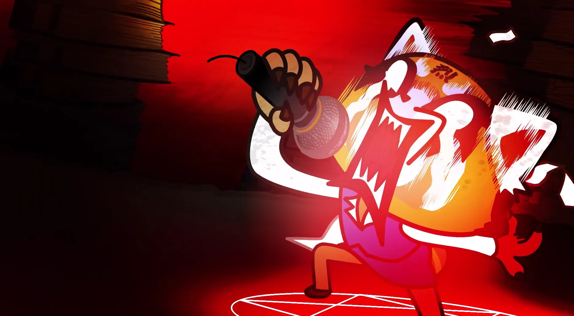 Retsuko en medio del karaoke