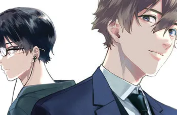 Naoya (izquierda) y el profesor Takatsuki (derecha) en la portada de la adaptación al manga.