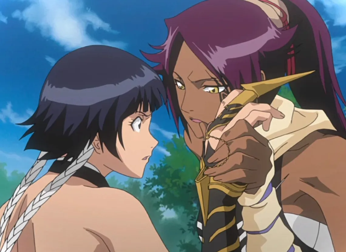 Yoruichi durante una escena de pelea
