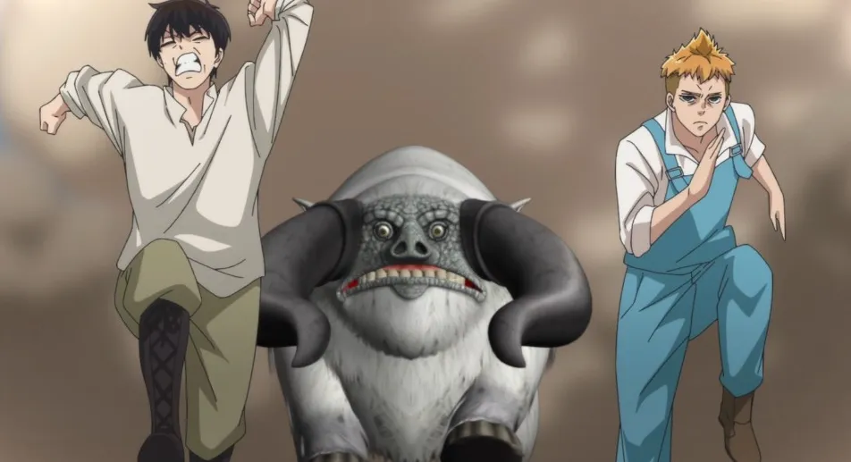 Yukito huyendo de un monstruo yeti CGI inestable