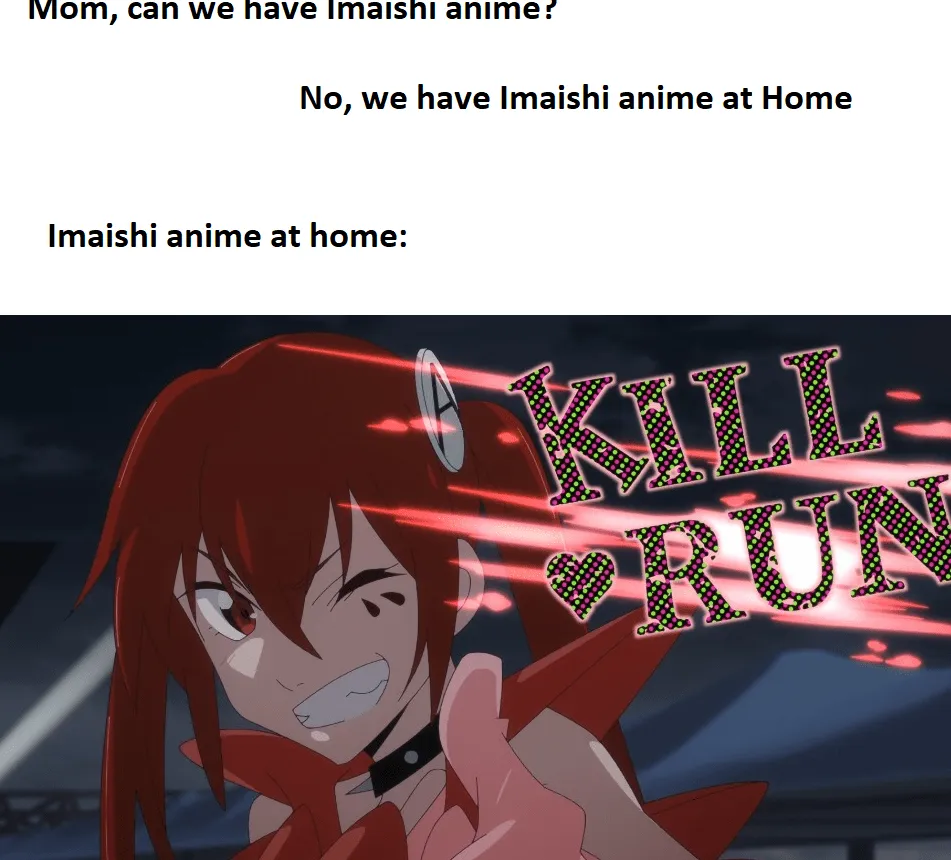 Formato mem: Mamá, ¿podemos tener anime Imaishi?  No, tenemos anime Imaishi en casa.  El anime Imaishi en casa es Magical Destroyers